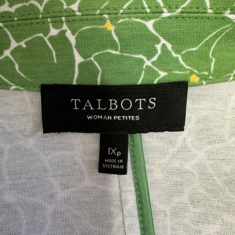 NWOT Talbots Blazer Jacket 1XP Petite Floral Green Yellow Cotton Stretch - Picture 7 of 10